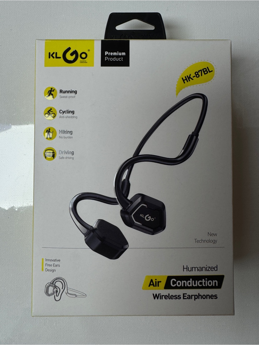 HK-87BL Black Air Conduction Wireless Earphones-New